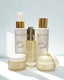 Set of Promise skincare products including face mist, face wash, and eye balm on a light background